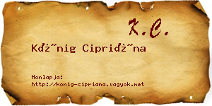 Kőnig Cipriána névjegykártya